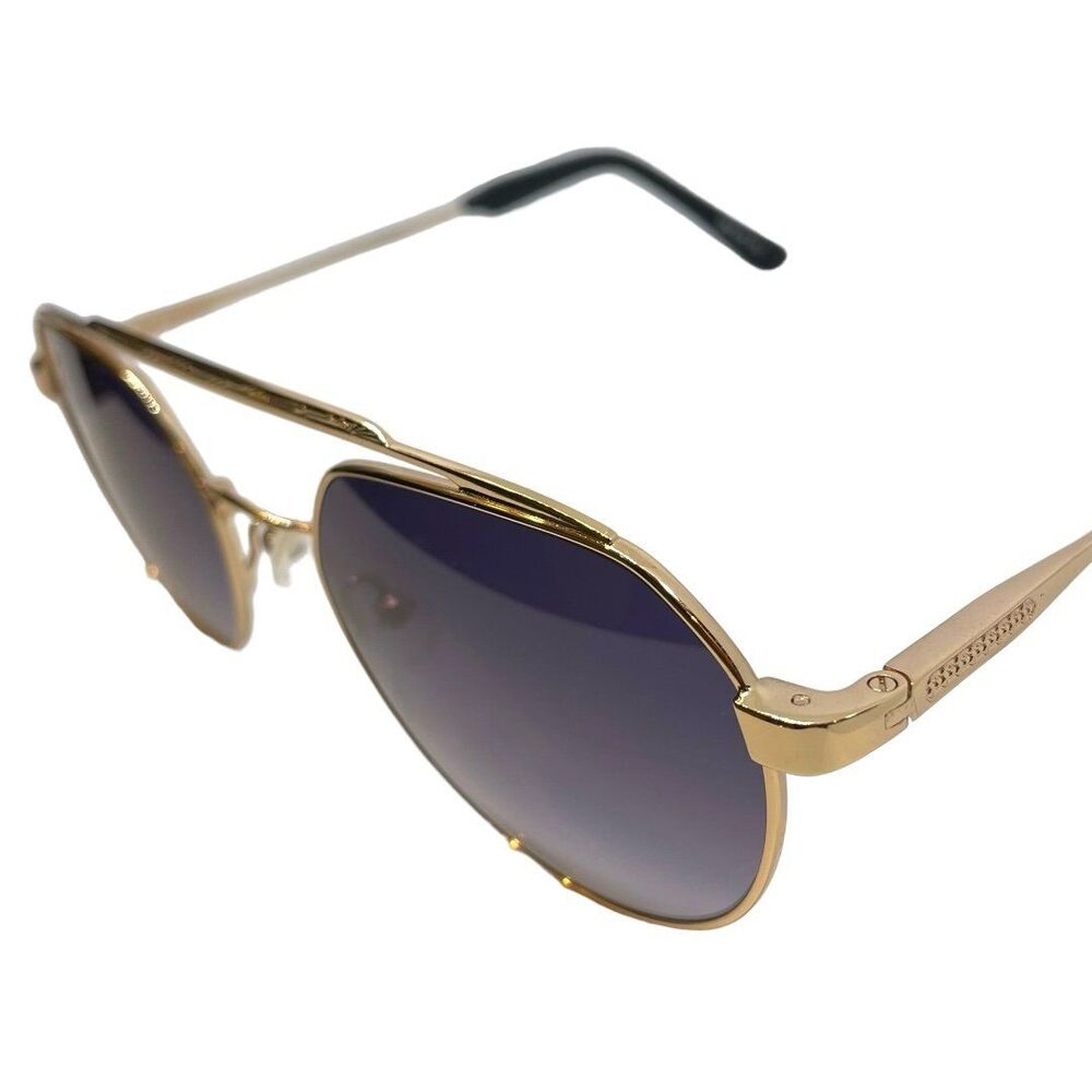 MO Sun Rx 203M C 50-20 CAT.3 Round Full Rim Sunglasses - Gold Black - Picture 3 of 10